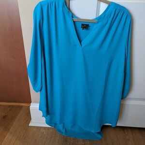 Worthington 1X Turquoise Blue V-Neck Top